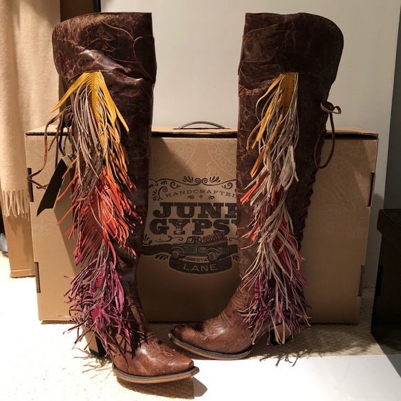 SOLD‼️NIB Junk Gypsy Spirit Animal Boho Ombré Fringe Boots Sz 6 BRAND NEW‼️SOLD - Picture 11 of 16
